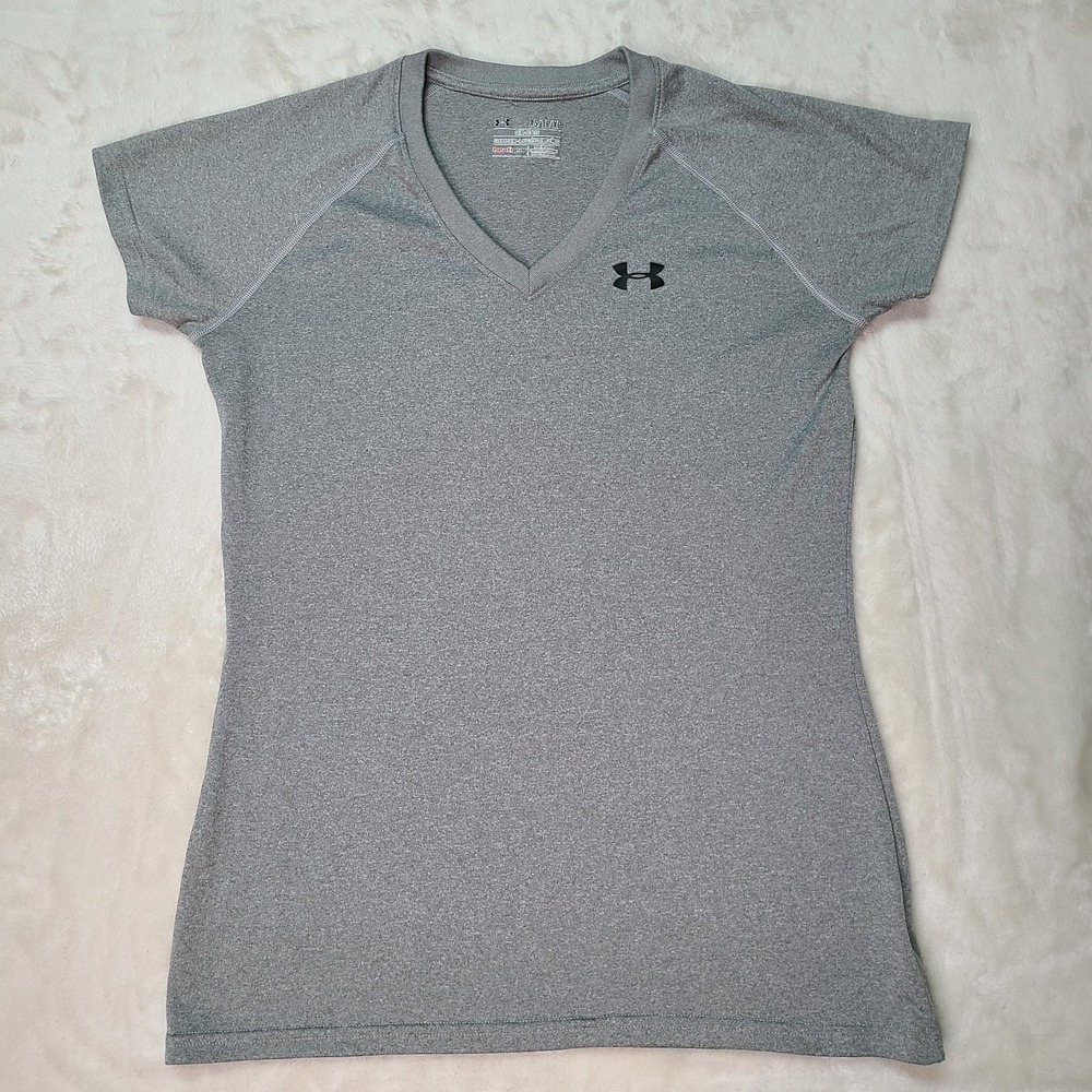 Under Armour Women's Short Sleeve Semi-Fitted Heat Gear XS Gray Shirt